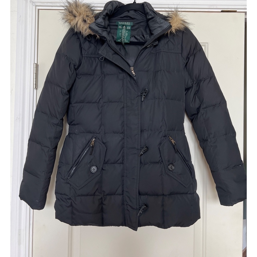 Lauren Ralph Lauren Faux Fur Trim Quilted Puffer Down Women’s Jacket - Size XS - Picture 2 of 9
